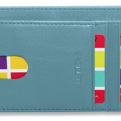 SATTEL "STELLA" Damen Luxus Leder Kreditkarte und Ausweishalter | Schlanke minimalistische Brieftasche | Designer Kreditkartengeldbörse für Damen | Geschenkbox - Blaugrün
