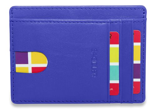 SADDLER "STELLA" Womens Luxurious Leather Credit Card and ID Holder | Slim Minimalist Wallet | Designer Credit Card Wallet for Ladies | Gift Boxed - Purple