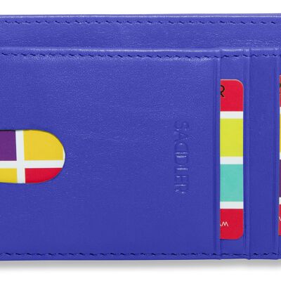 SADDLER "STELLA" Tarjetero y tarjeta de crédito de cuero de lujo para mujer | Cartera minimalista delgada | Cartera de diseñador para tarjetas de crédito para damas | Caja de regalo - Púrpura