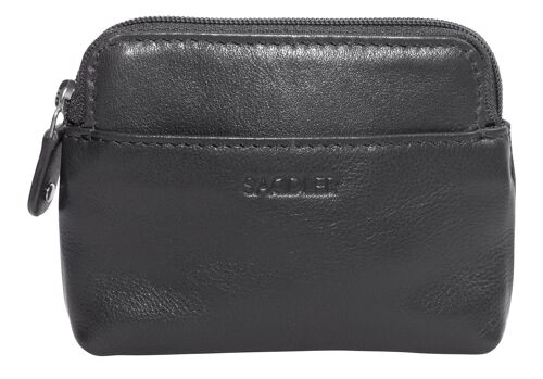 SADDLER "PIA" Womens Luxurious Leather Zip Top Card and Coin Key Purse | RFID Protection | Gift Boxed - Black