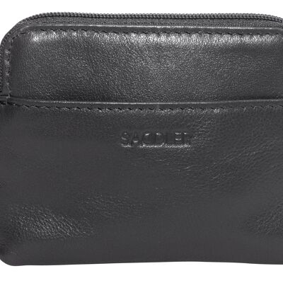 SADDLER "PIA" Womens Luxurious Leather Zip Top Card and Coin Key Purse | RFID Protection | Gift Boxed - Black