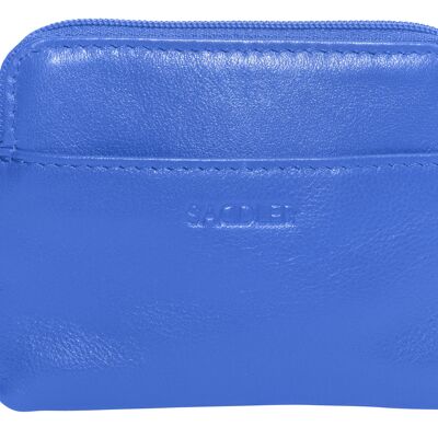 SADDLER "PIA" Womens Luxurious Leather Zip Top Card and Coin Key Purse | RFID Protection | Gift Boxed - Blue