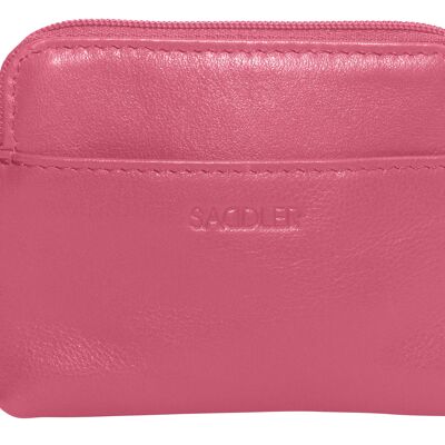 SADDLER "PIA" pour femmes en cuir de luxe avec fermeture éclair sur le dessus et porte-clés | Protection RFID | Coffret cadeau - Fuhcsia