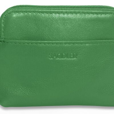 SADDLER "PIA" Womens Luxurious Leather Zip Top Card and Coin Key Purse | RFID Protection | Gift Boxed - Green