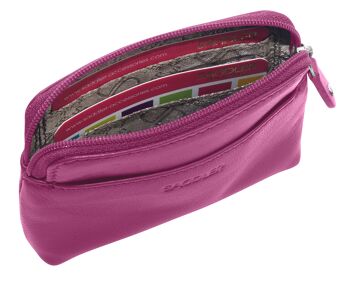 SADDLER "PIA" pour femmes en cuir de luxe avec fermeture éclair sur le dessus et porte-clés | Protection RFID | Coffret cadeau - Magenta 4