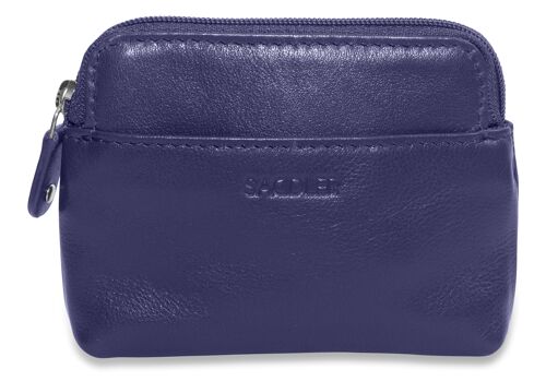 SADDLER "PIA" Womens Luxurious Leather Zip Top Card and Coin Key Purse | RFID Protection | Gift Boxed - Navy