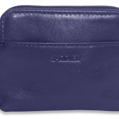 SADDLER "PIA" Womens Luxurious Leather Zip Top Card and Coin Key Purse | RFID Protection | Gift Boxed - Navy