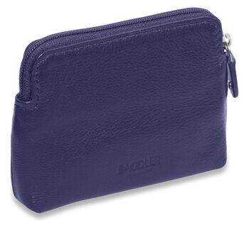 SADDLER "PIA" pour femmes en cuir de luxe avec fermeture éclair sur le dessus et porte-clés | Protection RFID | Coffret cadeau - Marine 3