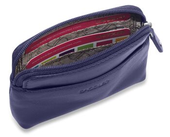 SADDLER "PIA" pour femmes en cuir de luxe avec fermeture éclair sur le dessus et porte-clés | Protection RFID | Coffret cadeau - Marine 4