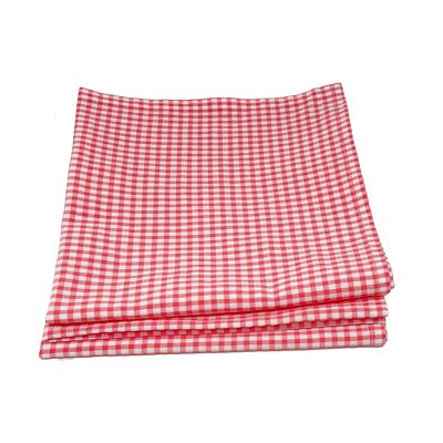 Small coral gingham napkin - Coral - Set of 2