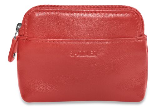 SADDLER "PIA" Womens Luxurious Leather Zip Top Card and Coin Key Purse | RFID Protection | Gift Boxed - Red