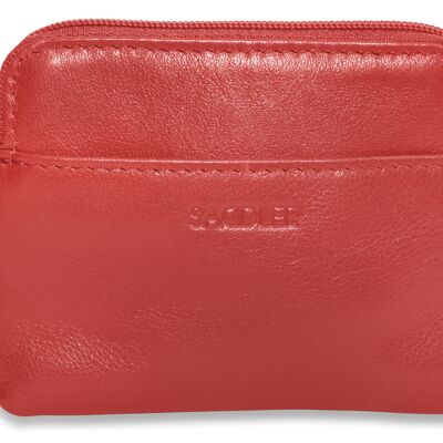SADDLER "PIA" Womens Luxurious Leather Zip Top Card and Coin Key Purse | RFID Protection | Gift Boxed - Red