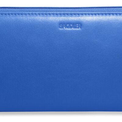 SADDLER "SOPHIA" Luxurious Real Leather Long Zip Phone Wallet Clutch with Detachable Wrist Strap | RFID Protected | Designer Credit Card Purse for Ladies | Gift Boxed -Blue