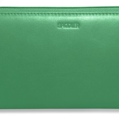 SADDLER "SOPHIA" Luxurious Real Leather Long Zip Phone Wallet Clutch with Detachable Wrist Strap | RFID Protected | Designer Credit Card Purse for Ladies | Gift Boxed - Green