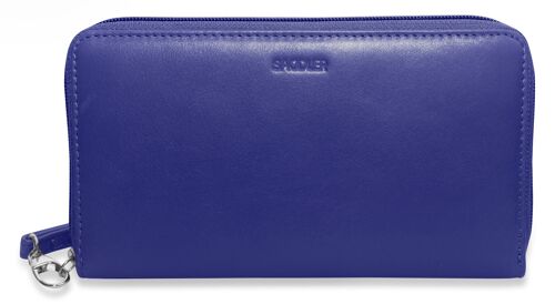 SADDLER "SOPHIA" Luxurious Real Leather Long Zip Phone Wallet Clutch with Detachable Wrist Strap | RFID Protected | Designer Credit Card Purse for Ladies | Gift Boxed - Purple