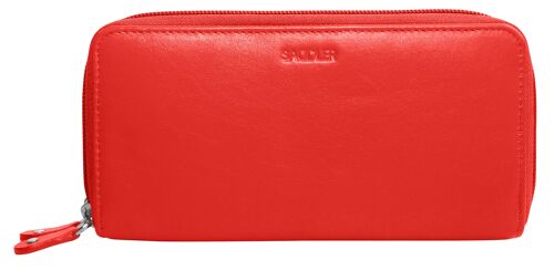 SADDLER "GABRIELLA" Luxurious Real Leather Long Double Zip Phone Wallet Clutch Credit Card Holder |  RFID Protection| Designer Credit Card Purse for Ladies | Gift Boxed - Red