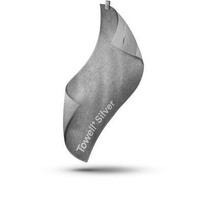 Towell+ Silver - Serviette de sport antibactérienne - Gris argent