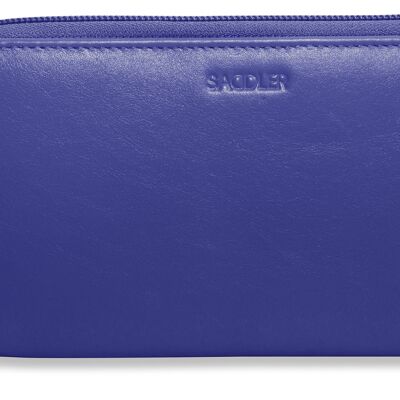 SADDLER "GABRIELLA" Lussuoso portafoglio in vera pelle con doppia zip e pochette porta carte di credito | Protezione RFID| Porta carte di credito di design per donna | Confezione regalo - Viola