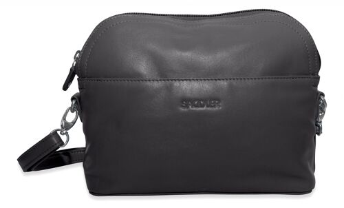 SADDLER "BROOKLYN" Luxurious Real Leather Zip Top Handbag Cross Body Adjustable Strap | Designer Sling Bag for Ladies | Gift Boxed - Black