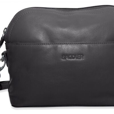 SATTEL "BROOKLYN" Luxuriöser Echtleder Reißverschluss Handtasche Cross Body Verstellbarer Riemen | Designer-Schultertasche für Damen | Geschenkbox - Schwarz