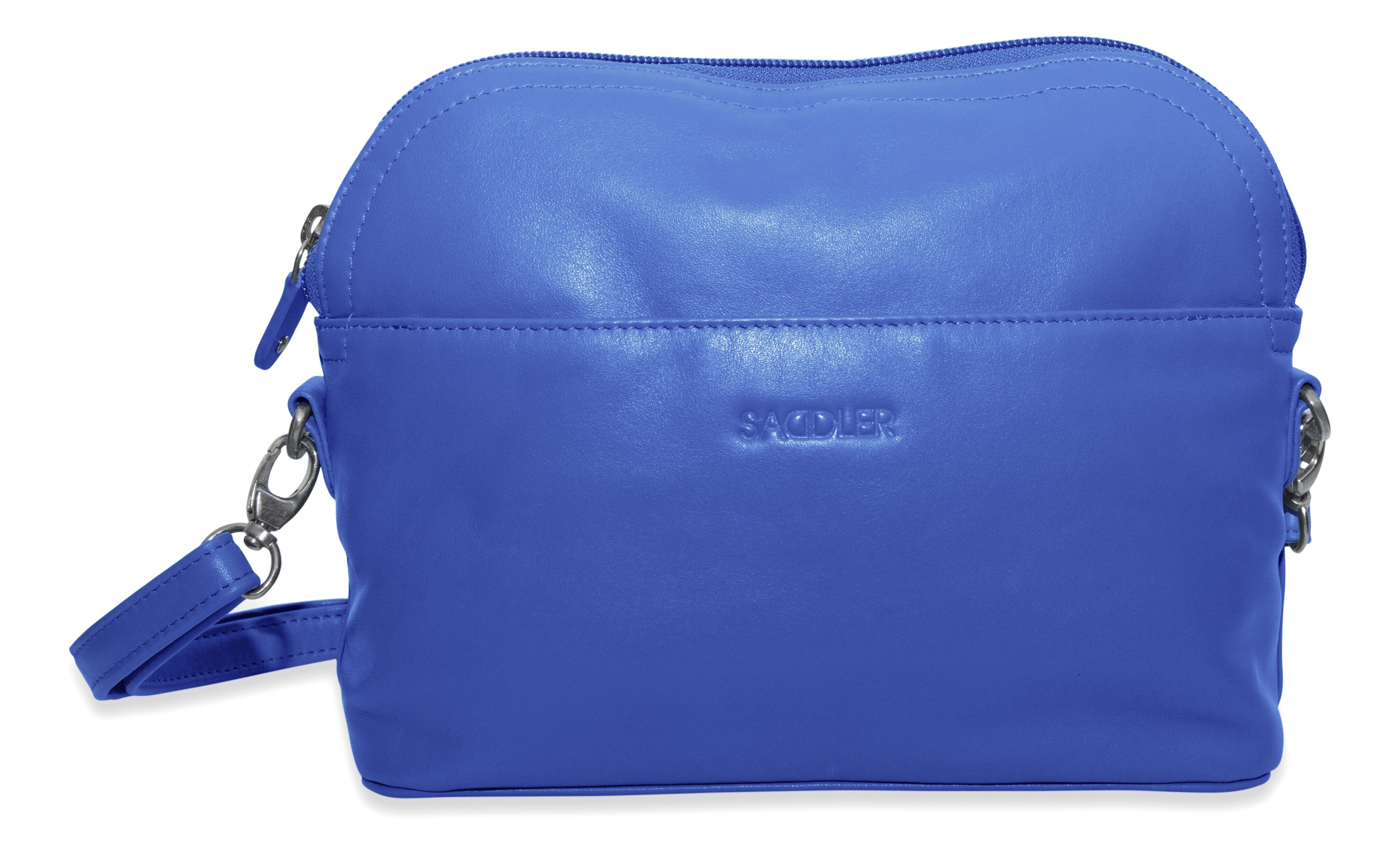 SADDLER "BROOKLYN" Lussuosa borsa a tracolla in vera pelle con cerniera e tracolla regolabile | Borsa a tracolla di design per donna | Confezione regalo - Blu