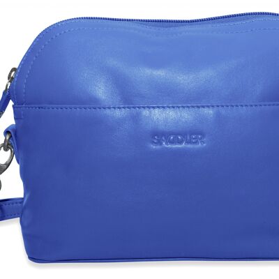 SATTEL "BROOKLYN" Luxuriöser Echtleder Reißverschluss Handtasche Cross Body Verstellbarer Riemen | Designer-Schultertasche für Damen | Geschenkbox - Blau