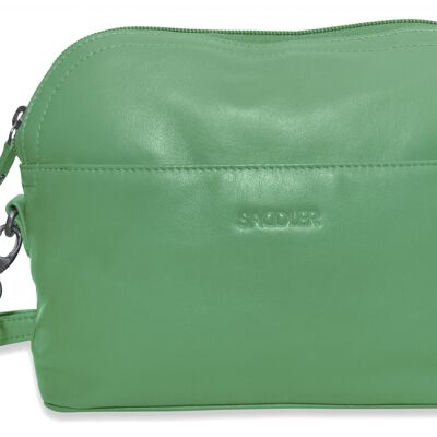 SADDLER "BROOKLYN" Lussuosa borsa a tracolla in vera pelle con cerniera e tracolla regolabile | Borsa a tracolla di design per donna | Confezione regalo - Verde