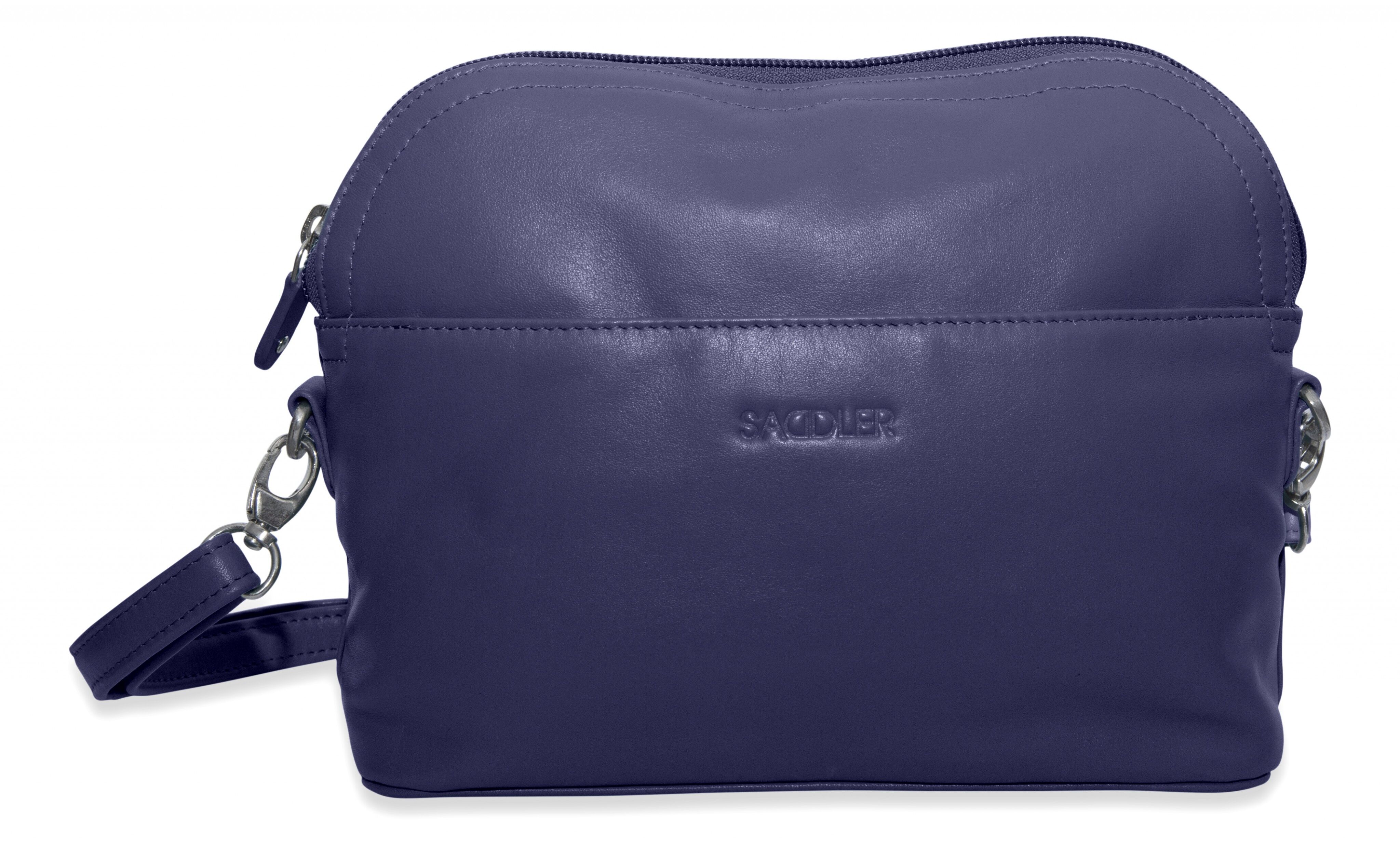 SADDLER "BROOKLYN" Lussuosa borsa a tracolla in vera pelle con cerniera e tracolla regolabile | Borsa a tracolla di design per donna | Confezione regalo - Navy