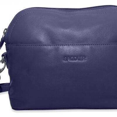 SADDLER "BROOKLYN" Lujoso bolso de cuero auténtico con cremallera en la parte superior Correa ajustable de cuerpo cruzado | Bolso bandolera de diseñador para damas | Caja de regalo - Azul marino