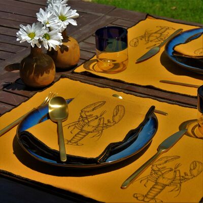 Set de table individuel et serviette homard