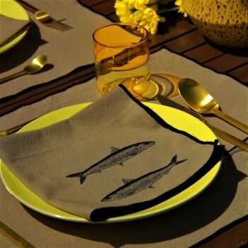 Set de table individuel et serviette Sardines 1