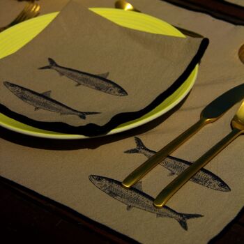 Set de table individuel et serviette Sardines 3