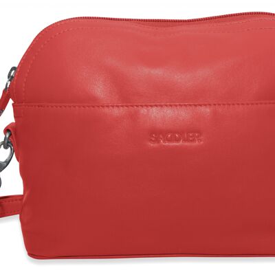 SATTEL "BROOKLYN" Luxuriöser Echtleder Reißverschluss Handtasche Cross Body Verstellbarer Riemen | Designer-Schultertasche für Damen | Geschenkbox - Rot