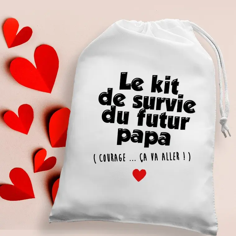 Annonce futur papa. Pochon Kit de survie futur papa. Fête des pères Annonce grossesse, cadeau Future maman. Idée cadeau surprise. - France