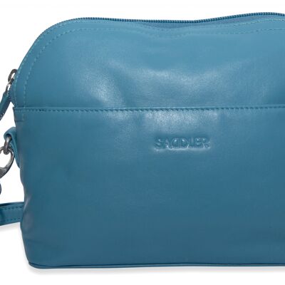 SATTEL "BROOKLYN" Luxuriöser Echtleder Reißverschluss Handtasche Cross Body Verstellbarer Riemen | Designer-Schultertasche für Damen | Geschenkbox - Blaugrün
