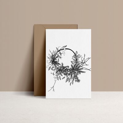 COURONNE D'HIVER - carte double et enveloppe en Kraft