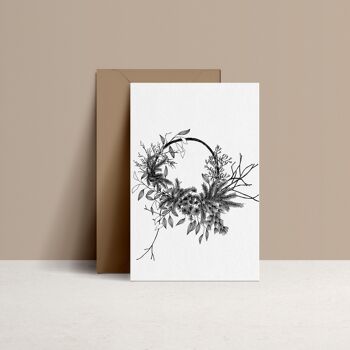 COURONNE D'HIVER - carte double et enveloppe en Kraft 1