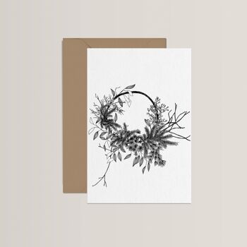 COURONNE D'HIVER - carte double et enveloppe en Kraft 3