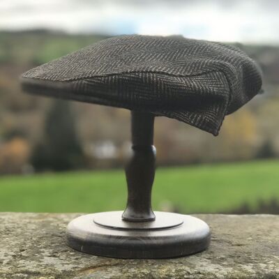 Yorkshire Flat cap - Black/Green Herringbone