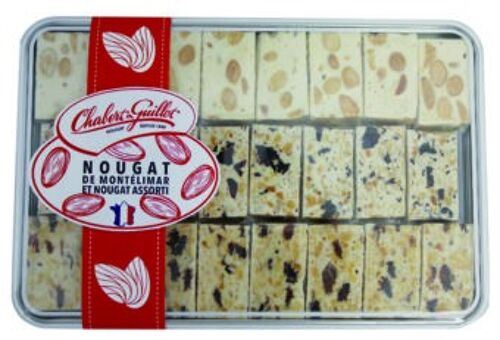 Nougat de montélimar, raisin et pruneau dans une boite métal 250g