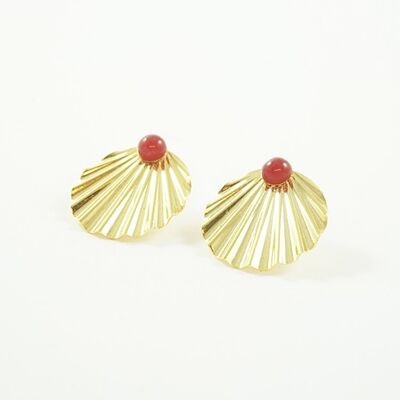 Red Shell Agate Stud Earrings