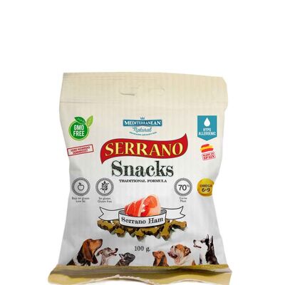 SERRANO SNACK PARA PERROS 100g, RICO EN JAMÓN SERRANO 25 ud