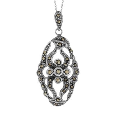 Nova Marcasite Deco Pendant with 18" Trace Chain and Presentation Box