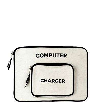 Étui pour ordinateur portable, poche pour chargeur, 13" crème