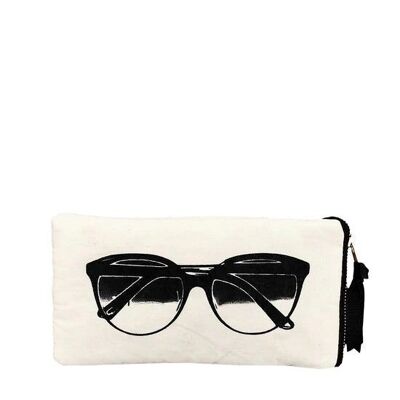 Glasses Case with Outside Pocket, Cream