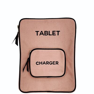 Custodia per tablet 11", tasca per caricabatterie, rosa/fard