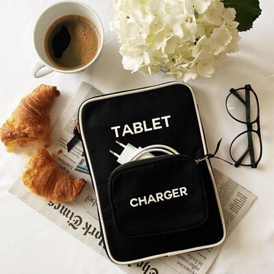 Étui pour tablette 11", pochette pour chargeur, noir