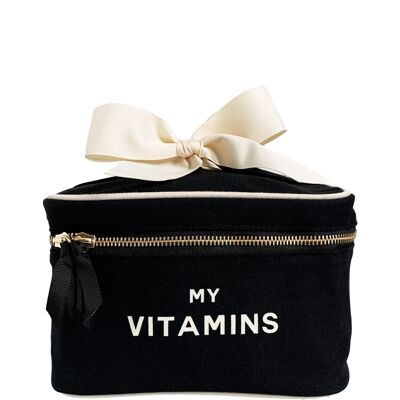 Caja de viaje y almacenamiento de vitaminas, color negro
