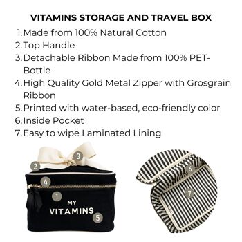 Boîte de rangement et de voyage pour vitamines, noir 4