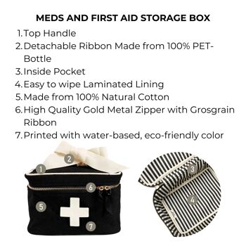 Boîte de rangement pour médicaments et premiers secours, noire 3